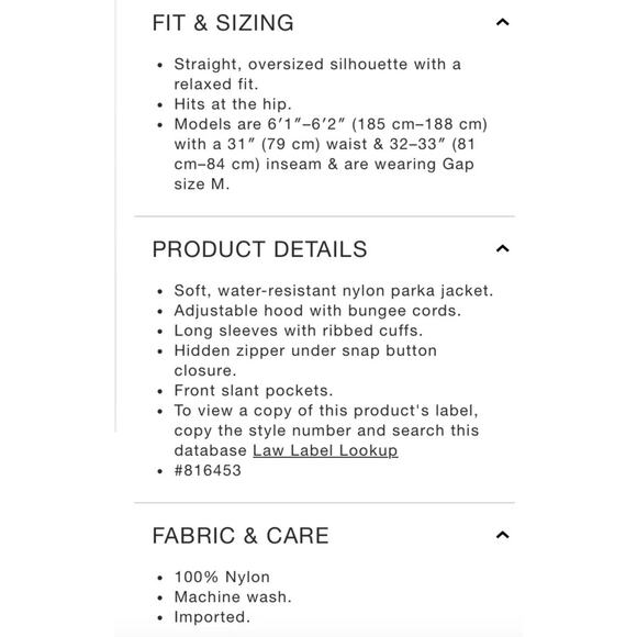 Gap Hooded Oversized Parka Jacket Mens XL Silver - Picture 5 of 11